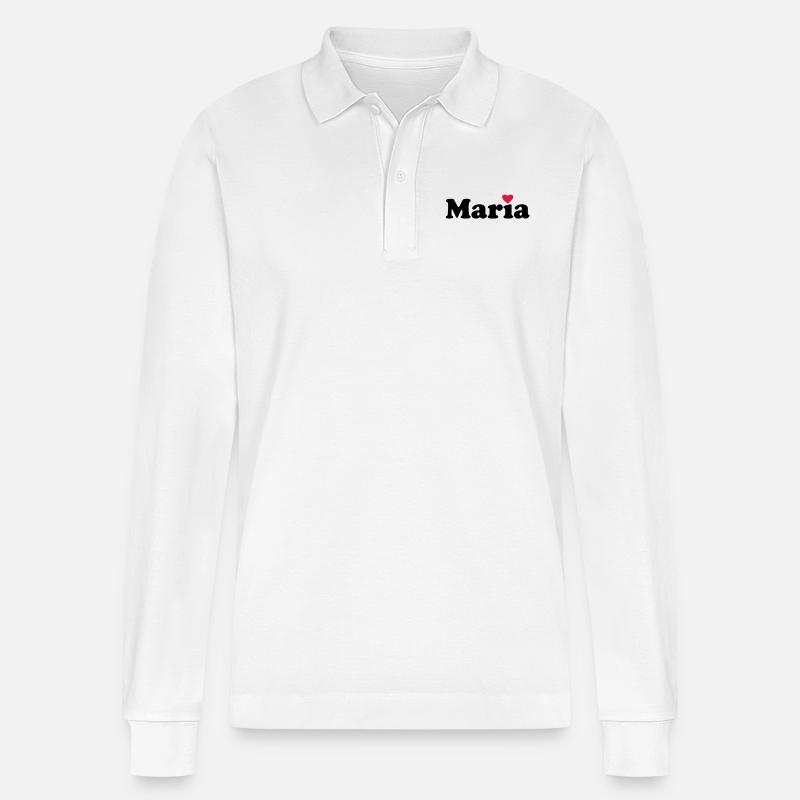 Maria - Stanley/Stella Unisex Bio-Langarm-Poloshirt Prepster - Weiß