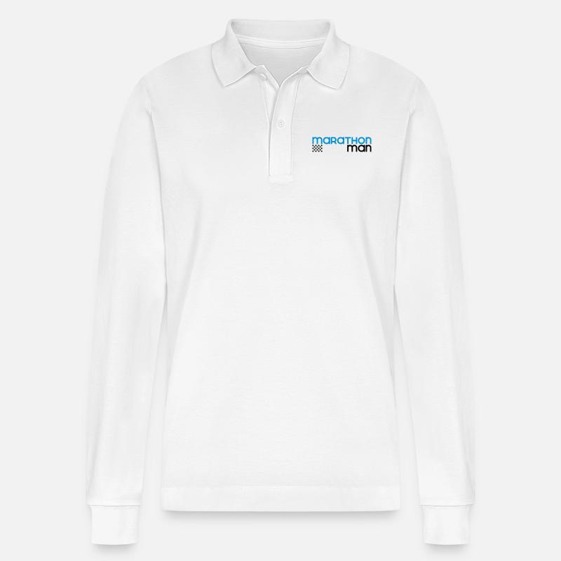 Marathon Man - Customizable - Stanley/Stella Organic Unisex Long-Sleeved Polo Shirt Prepster - white