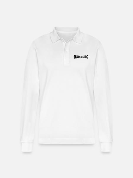 Hamburg lettering - Stanley/Stella Organic Unisex Long-Sleeved Polo Shirt Prepster - white