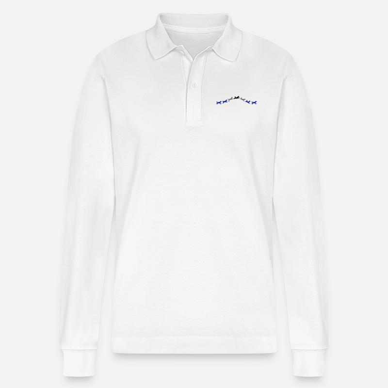 Hund springt - Stanley/Stella Unisex Bio-Langarm-Poloshirt Prepster - Weiß