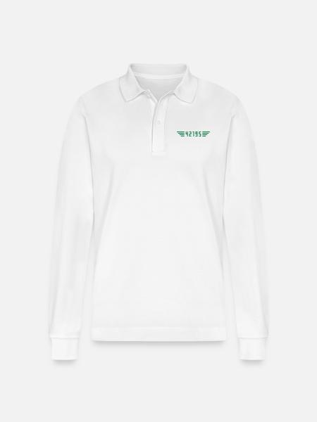 Marathon 42195 meters - Stanley/Stella Organic Unisex Long-Sleeved Polo Shirt Prepster - white