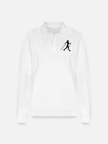 Nordic Walking - Stanley/Stella Organic Unisex Long-Sleeved Polo Shirt Prepster - white