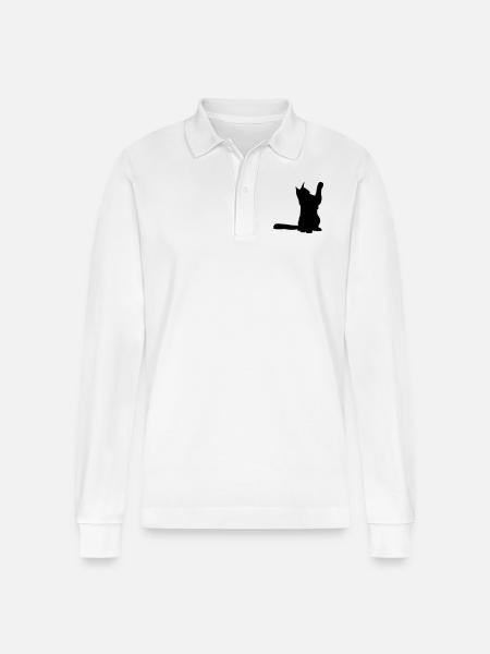 Maine Coon 2 - Stanley/Stella Unisex Bio-Langarm-Poloshirt Prepster - Weiß