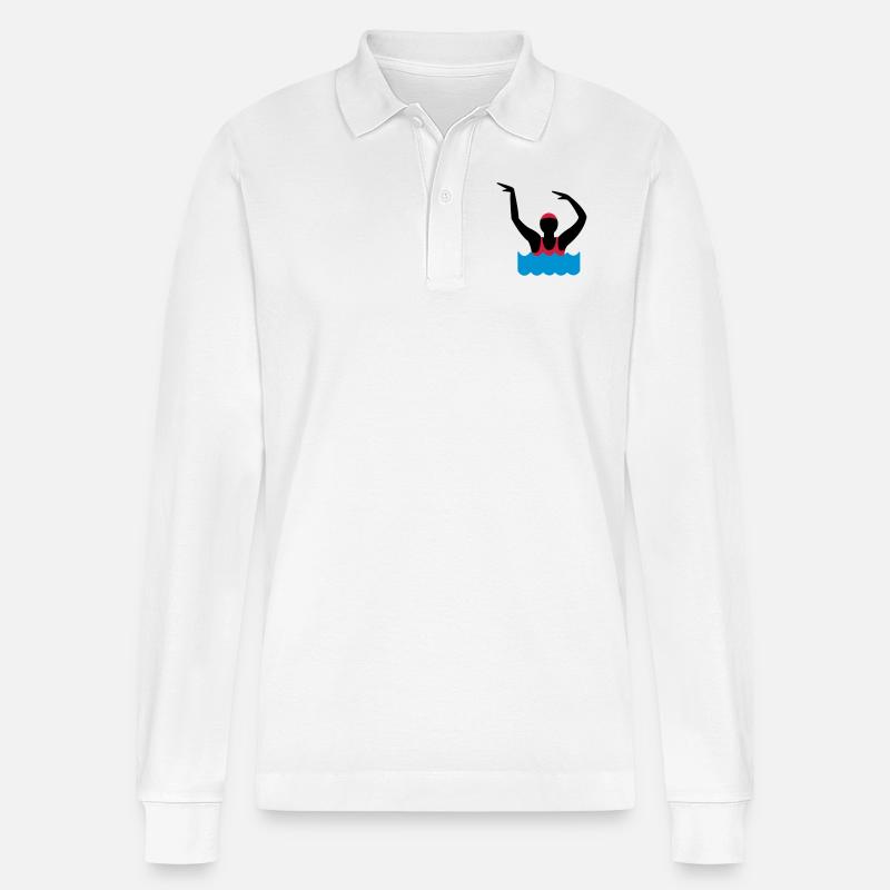 Wassergymnastik - Stanley/Stella Unisex Bio-Langarm-Poloshirt Prepster - Weiß