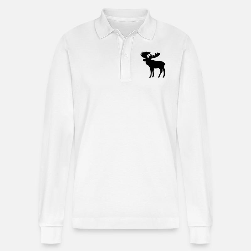 Elch - Stanley/Stella Unisex Bio-Langarm-Poloshirt Prepster - Weiß