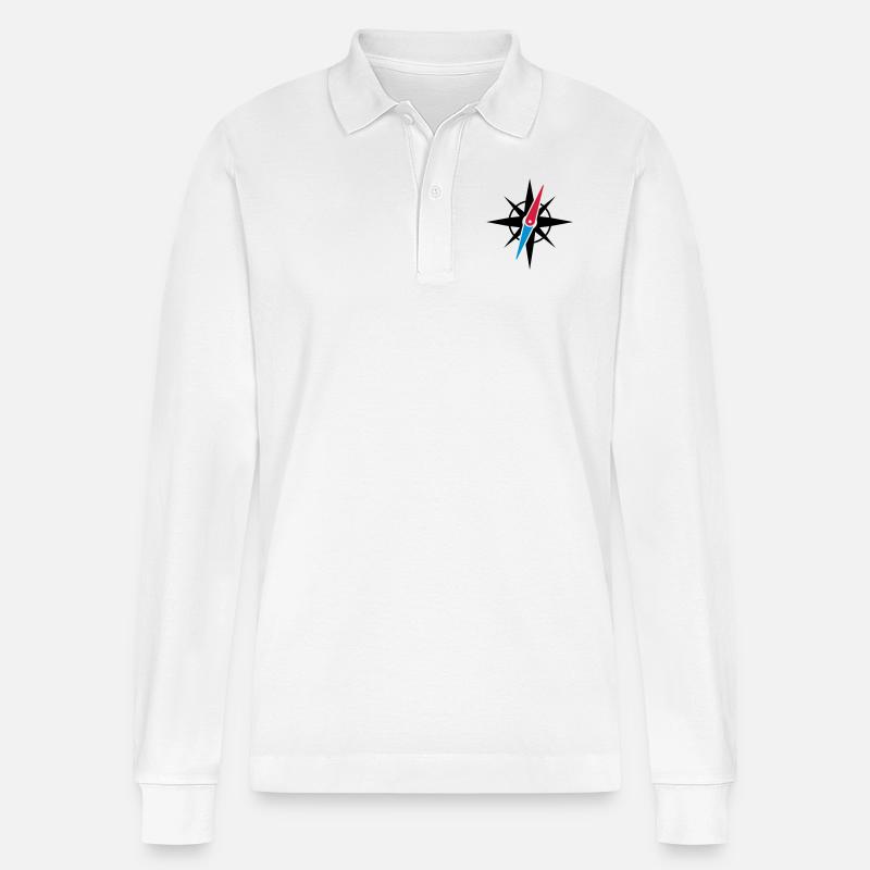 kompass_1_f3 - Stanley/Stella Unisex Bio-Langarm-Poloshirt Prepster - Weiß