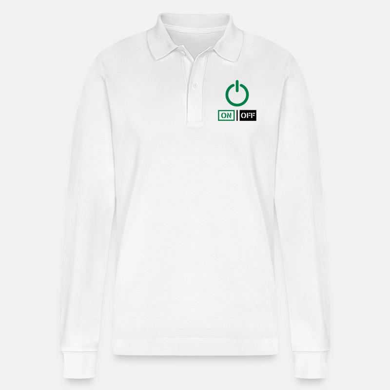 On Off Power Schalter Design - Stanley/Stella Unisex Bio-Langarm-Poloshirt Prepster - Weiß