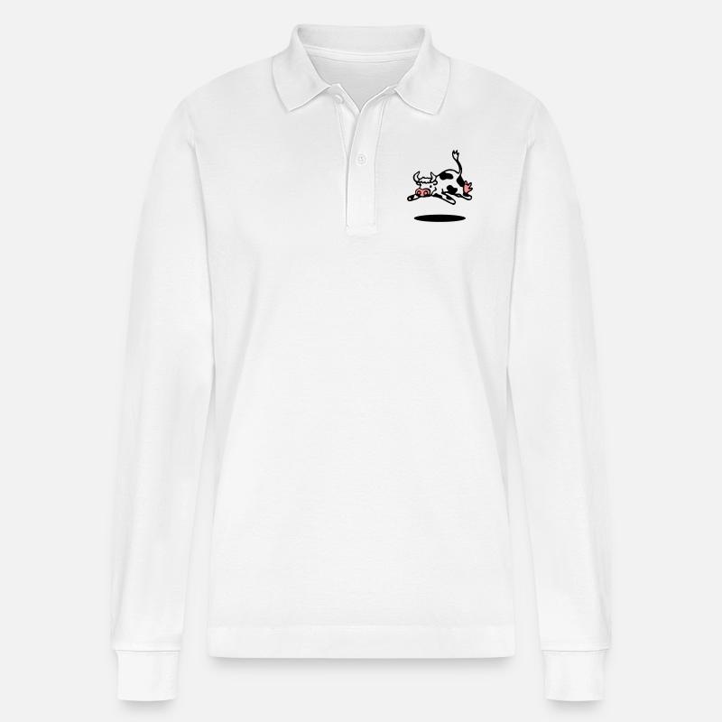 cow - Stanley/Stella Unisex Bio-Langarm-Poloshirt Prepster - Weiß