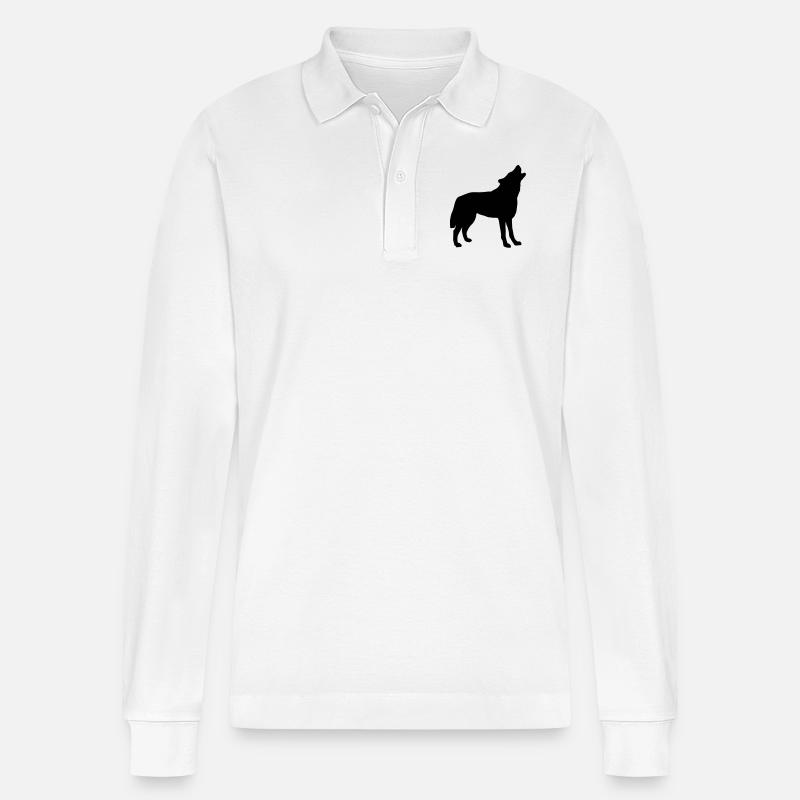 wolf_092011_a_1c - Stanley/Stella Unisex Bio-Langarm-Poloshirt Prepster - Weiß