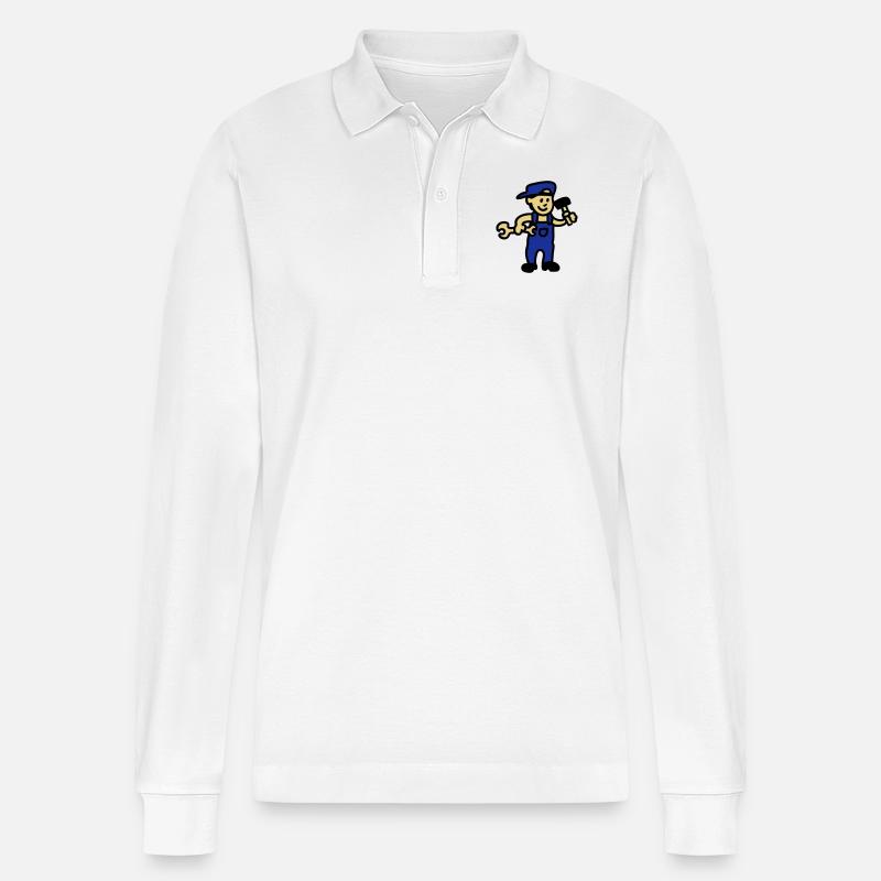 Handwerker 3 - Stanley/Stella Unisex Bio-Langarm-Poloshirt Prepster - Weiß