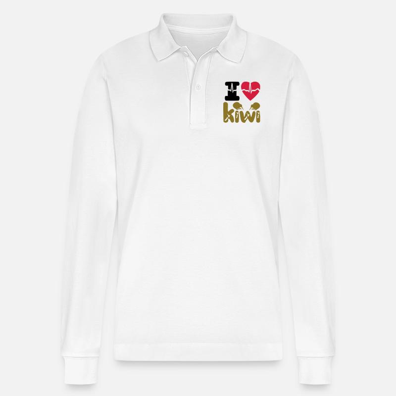 ICH LIEBE KIWI - Stanley/Stella Unisex Bio-Langarm-Poloshirt Prepster - Weiß