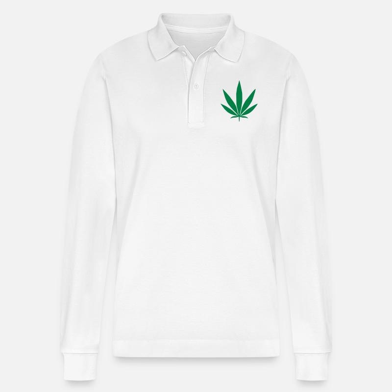 Cannabis Pflanze - Stanley/Stella Unisex Bio-Langarm-Poloshirt Prepster - Weiß