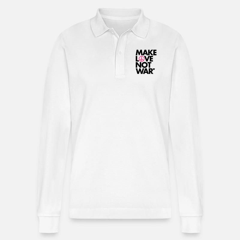 Make Love Not War - Stanley/Stella Unisex Bio-Langarm-Poloshirt Prepster - Weiß