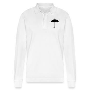 Umbrella - Stanley/Stella Organic Unisex Long-Sleeved Polo Shirt Prepster - white - Front - Anna (173cm) & Nico (186cm)