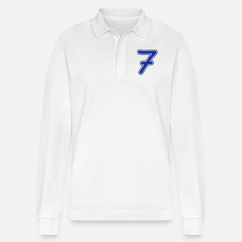 number_seven_1c - Stanley/Stella Unisex Bio-Langarm-Poloshirt Prepster - Weiß