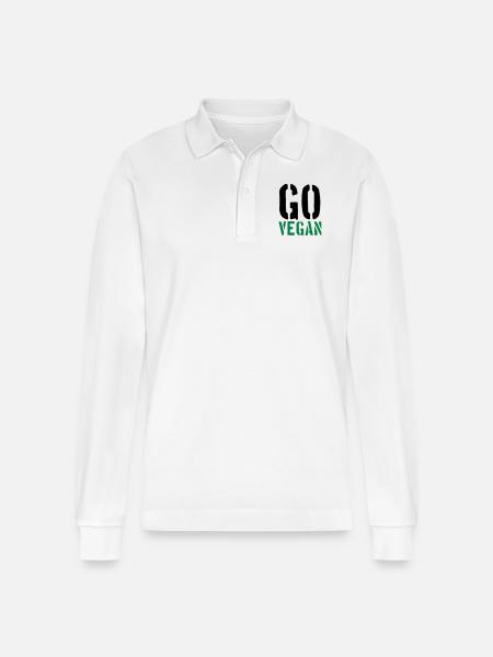 Go Vegan - Stanley/Stella Organic Unisex Long-Sleeved Polo Shirt Prepster - white