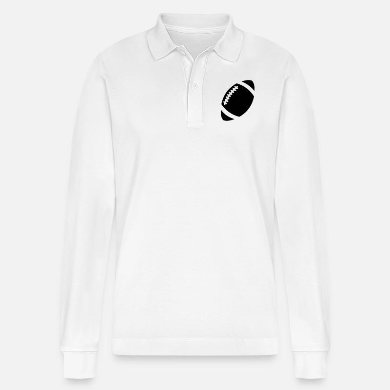 Rugby Ball - Stanley/Stella Unisex Bio-Langarm-Poloshirt Prepster - Weiß
