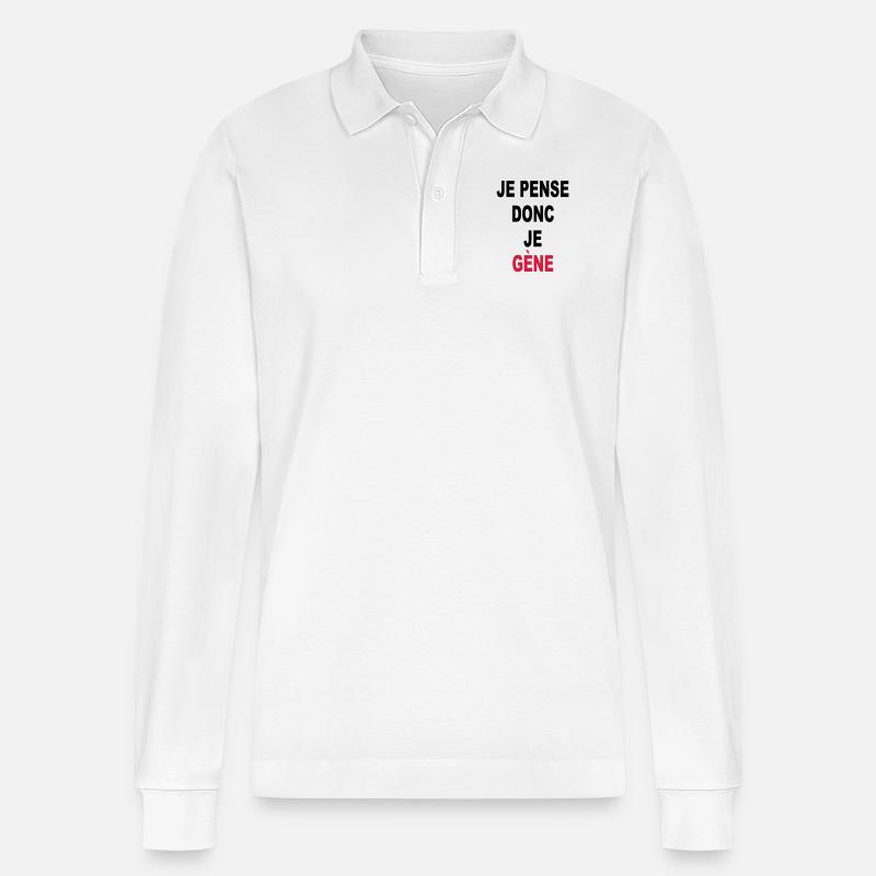 Daher denke ich, ich GENE - Stanley/Stella Unisex Bio-Langarm-Poloshirt Prepster - Weiß