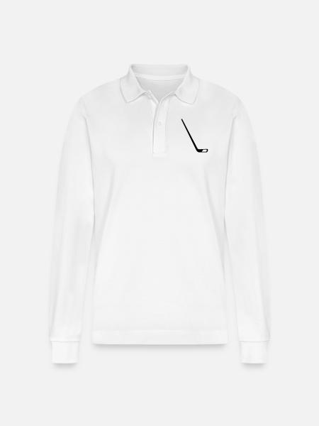 Ice hockey stick - Stanley/Stella Organic Unisex Long-Sleeved Polo Shirt Prepster - white