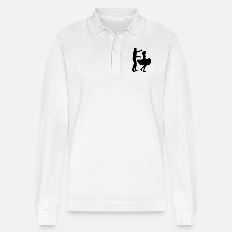 Square dance - Stanley/Stella Unisex Bio-Langarm-Poloshirt Prepster - Weiß