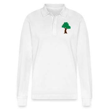♥Plant more trees to save the Earth & Environment♥ - Stanley/Stella Organic Unisex Long-Sleeved Polo Shirt Prepster - white - Front - Anna (173cm) & Nico (186cm)