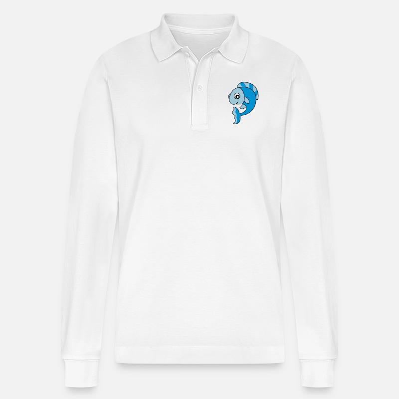 fisch_02 - Stanley/Stella Unisex Bio-Langarm-Poloshirt Prepster - Weiß