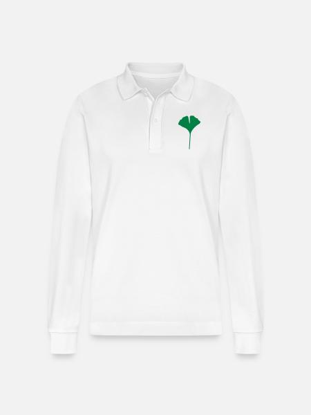 ginkgo - gingko - Stanley/Stella Organic Unisex Long-Sleeved Polo Shirt Prepster - white
