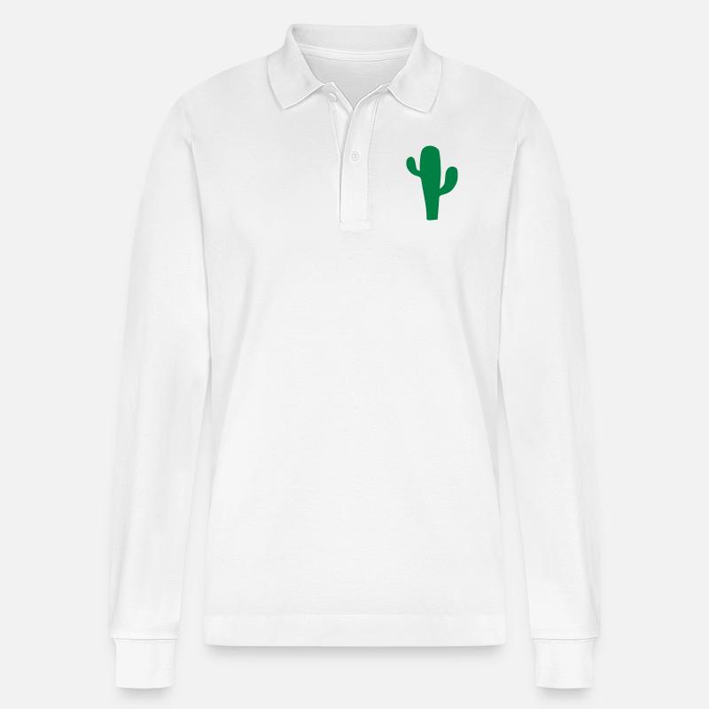 Kaktus - Stanley/Stella Unisex Bio-Langarm-Poloshirt Prepster - Weiß