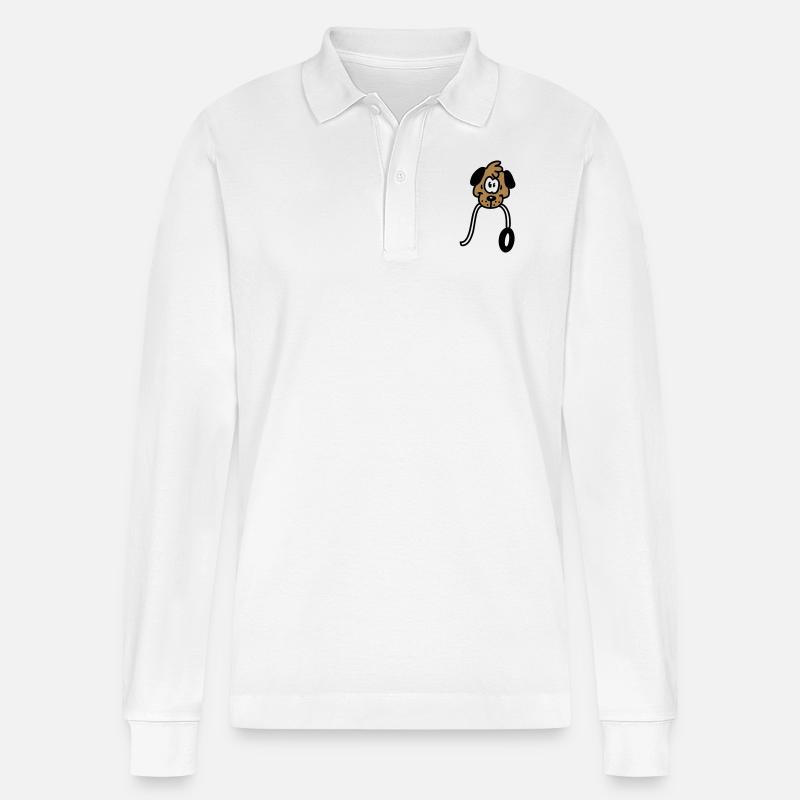 will Gassi gehen - Stanley/Stella Unisex Bio-Langarm-Poloshirt Prepster - Weiß