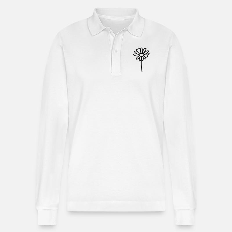 Blume Gänseblümchen - Stanley/Stella Unisex Bio-Langarm-Poloshirt Prepster - Weiß