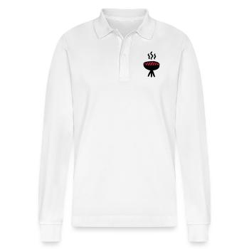 Grid - Stanley/Stella Organic Unisex Long-Sleeved Polo Shirt Prepster - white - Front - Anna (173cm) & Nico (186cm)