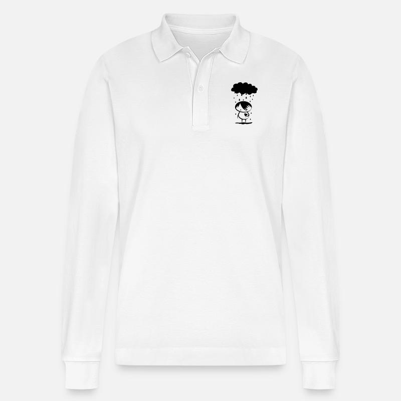 Emo - Stanley/Stella Prepster unisex pitkähihainen luomupikeepaita - valkoinen