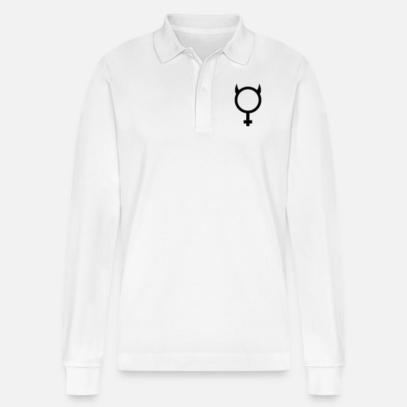 devil - Stanley/Stella Unisex Bio-Langarm-Poloshirt Prepster - Weiß