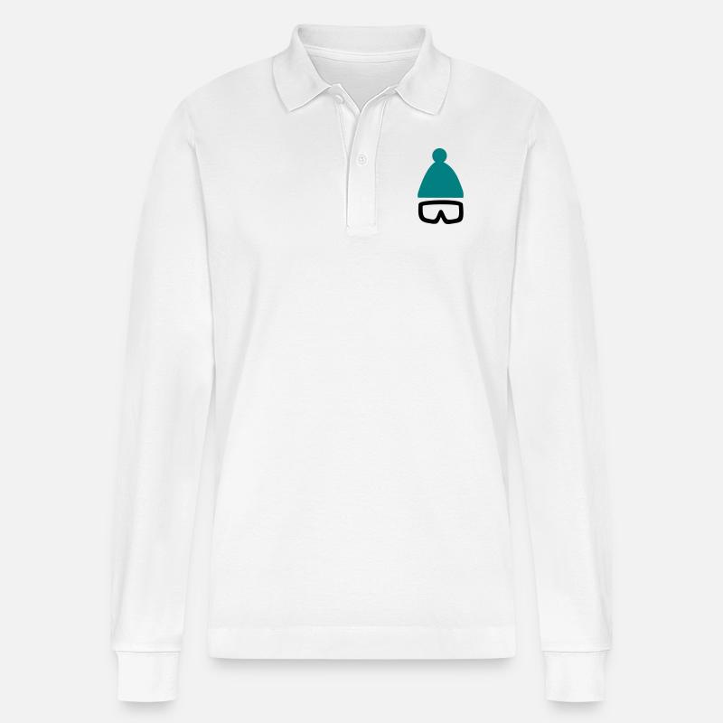 Mütze mit Ski- oder Snowboardbrille - Stanley/Stella Unisex Bio-Langarm-Poloshirt Prepster - Weiß