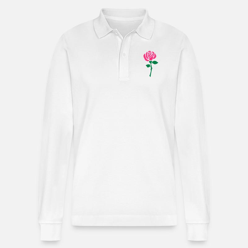 2541614 11180154 rose - Stanley/Stella Unisex Bio-Langarm-Poloshirt Prepster - Weiß
