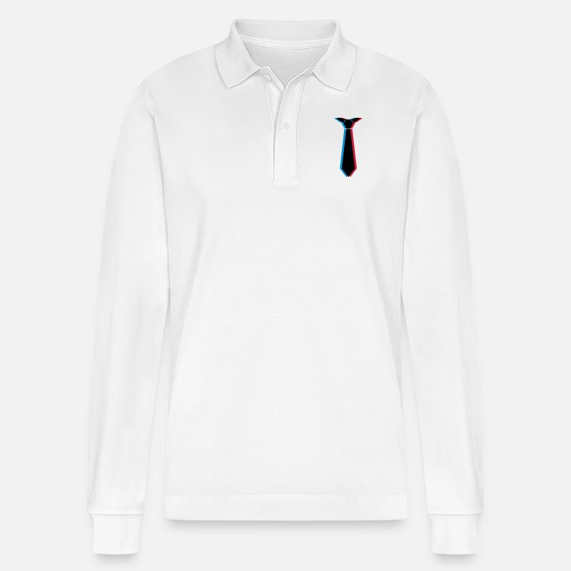 3d_krawatte_3c - Stanley/Stella Unisex Bio-Langarm-Poloshirt Prepster - Weiß