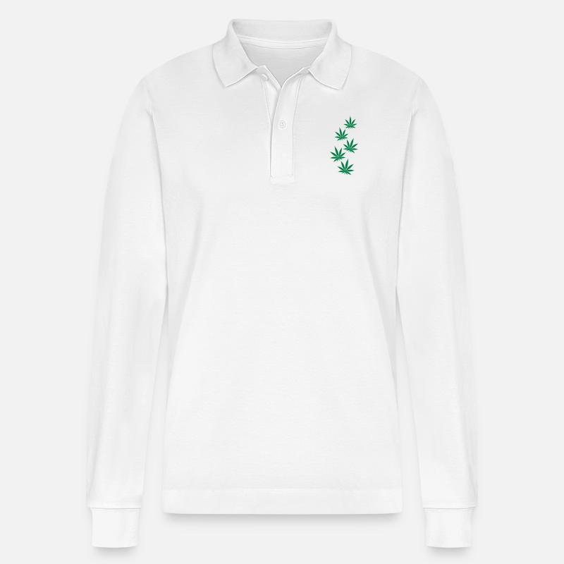 Marihuana - Stanley/Stella Unisex Bio-Langarm-Poloshirt Prepster - Weiß