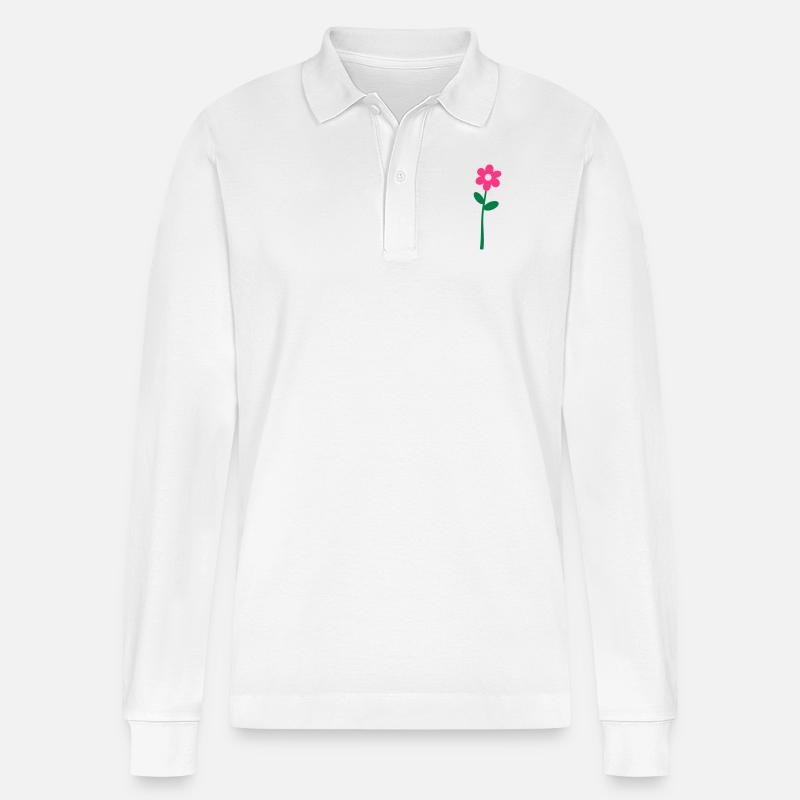 Flower - Stanley/Stella Unisex Bio-Langarm-Poloshirt Prepster - Weiß