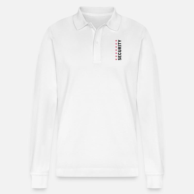 Security Text Logo - Stanley/Stella Unisex Bio-Langarm-Poloshirt Prepster - Weiß