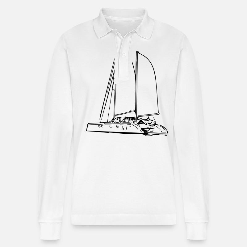 Segel Yacht - Stanley/Stella Unisex Bio-Langarm-Poloshirt Prepster - Weiß