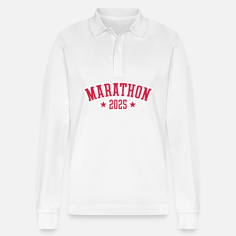 Marathon 2025 - Stanley/Stella Unisex Bio-Langarm-Poloshirt Prepster - Weiß