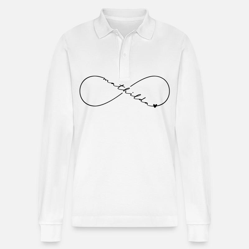Mathilda Nom Symbole de l’Infini - Polo à manches longues bio PREPSTER Stanley/Stella Unisexe - blanc