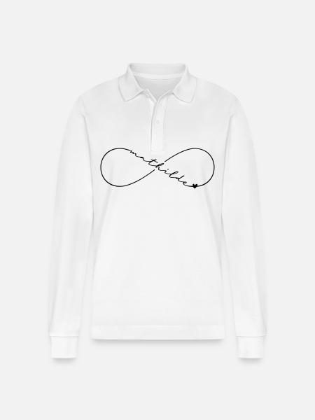 Mathilde Name Infinity Symbol - Stanley/Stella Organic Unisex Long-Sleeved Polo Shirt Prepster - white