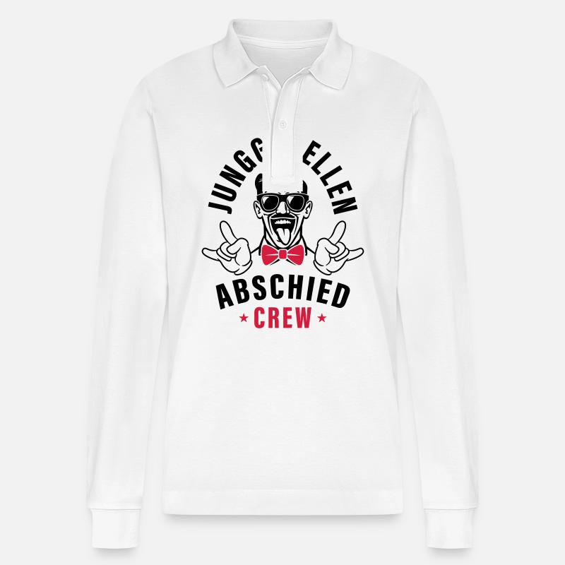 Junggesellenabschied Crew - Stanley/Stella Unisex Bio-Langarm-Poloshirt Prepster - Weiß
