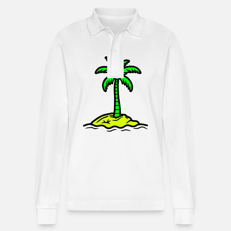 Palme Insel Sommer - Stanley/Stella Unisex Bio-Langarm-Poloshirt Prepster - Weiß