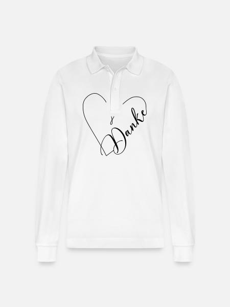 Danke Herz - Stanley/Stella Unisex Bio-Langarm-Poloshirt Prepster - Weiß