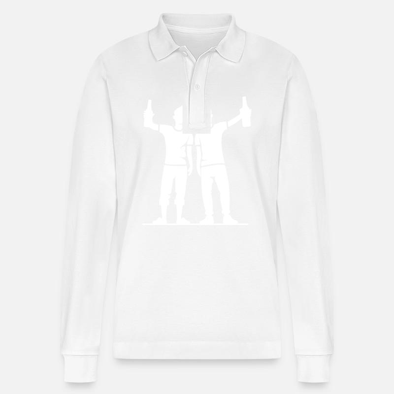 Junggesellenabschied Party Team - Stanley/Stella Unisex Bio-Langarm-Poloshirt Prepster - Weiß