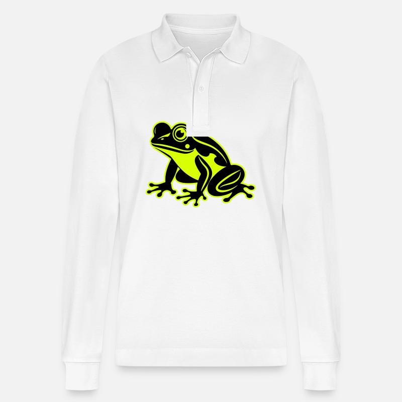 Icône de grenouille - Polo à manches longues bio PREPSTER Stanley/Stella Unisexe - blanc