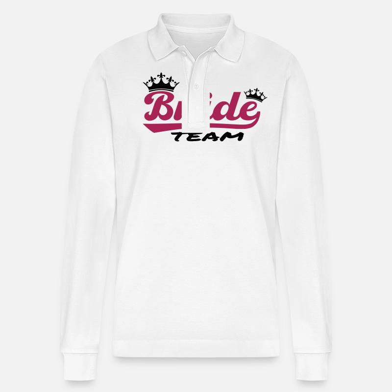 Team Bride - Stanley/Stella Unisex Bio-Langarm-Poloshirt Prepster - Weiß