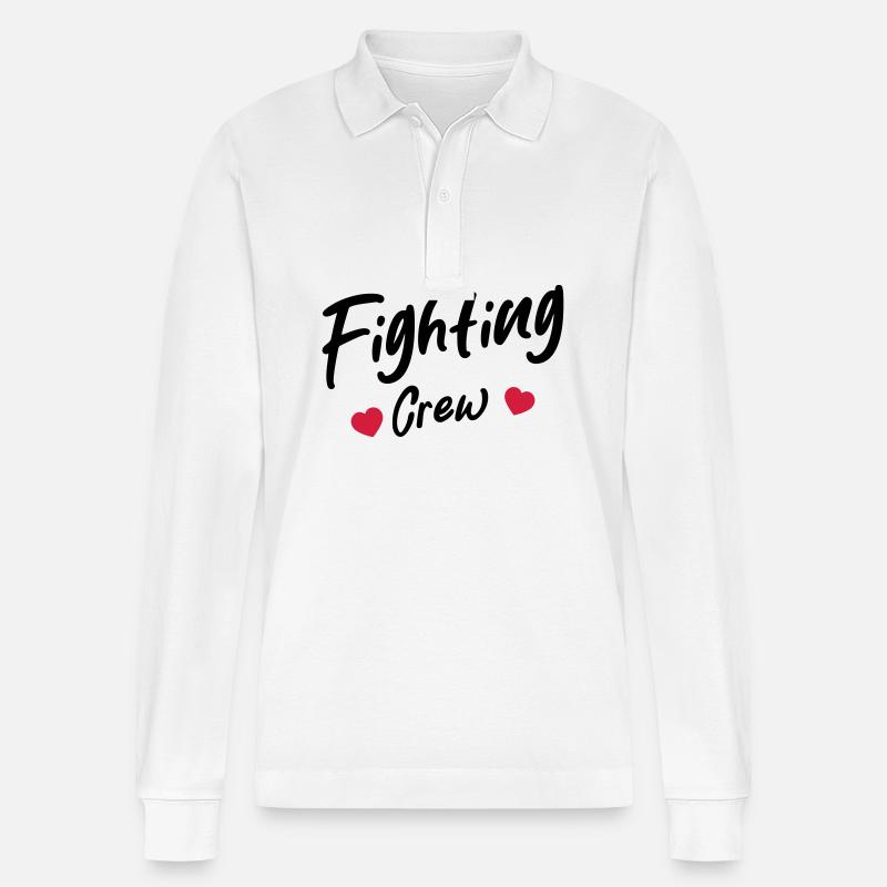 Fighting Crew Herz - Stanley/Stella Unisex Bio-Langarm-Poloshirt Prepster - Weiß